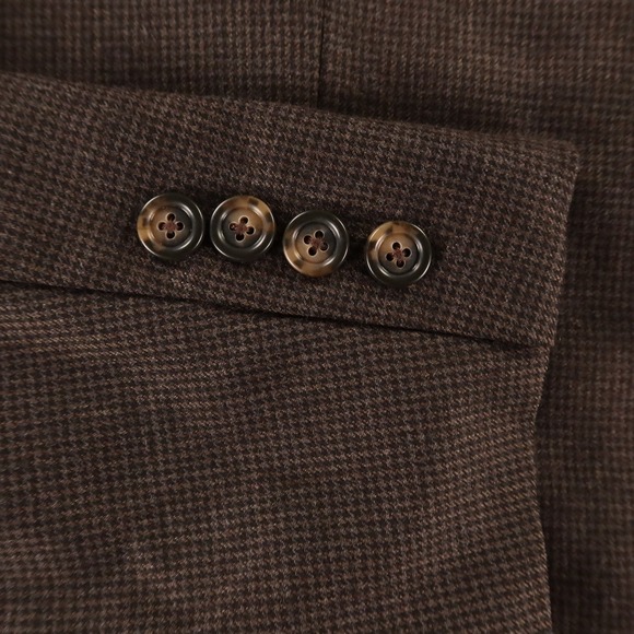 Jos A Bank Jacket M 40R Brown Houndstooth 100% Wool Cashmere Blazer Sport Coat - Picture 4 of 16